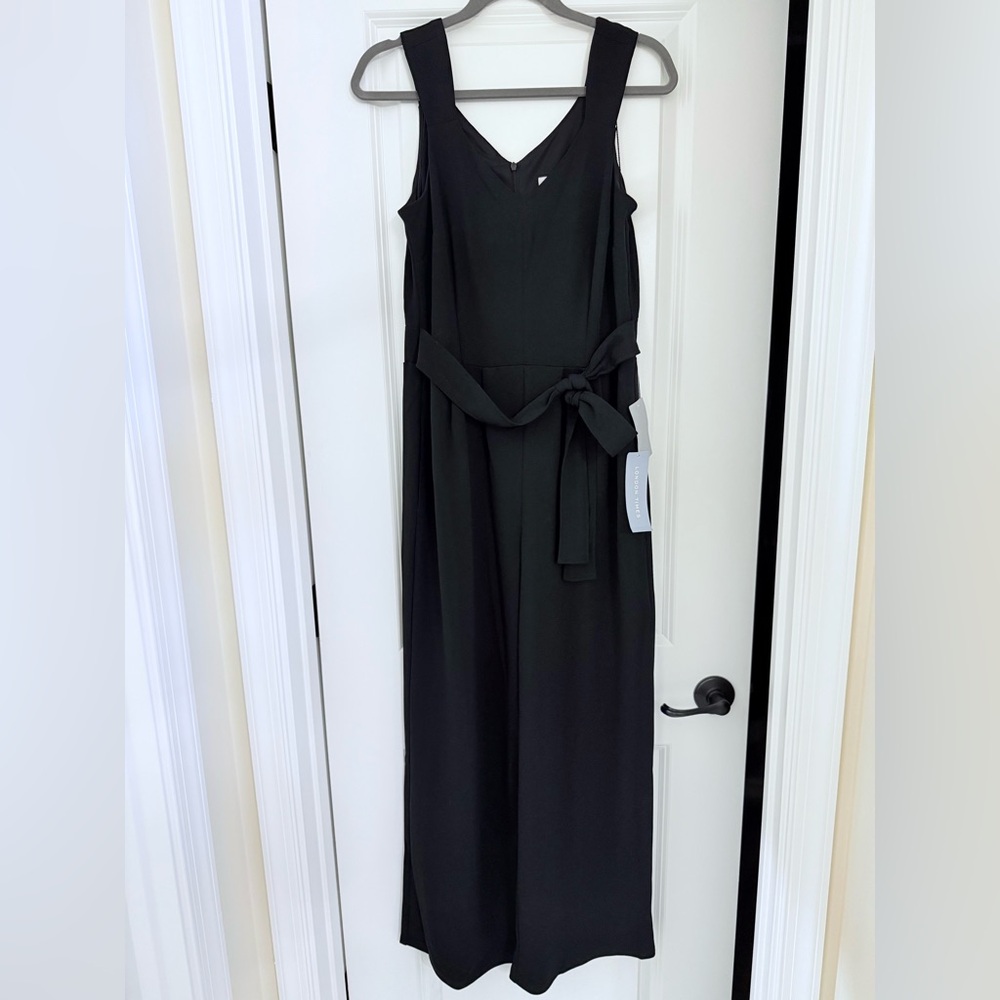 🖤NWT London Times Black Belted Jumpsuit | Women’s Size 6 | Sleeveless | Wide-Leg - Picture 5 of 11